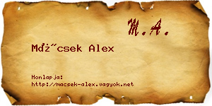Mácsek Alex névjegykártya